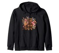 Retro Vintage Flowers Floral Brown Chocolate Dachshund Lover Sweat à Capuche
