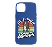 Retro Vintage Girl Life is Better Bernese Mountain Dog Lover Coque pour iPhone 15 Plus