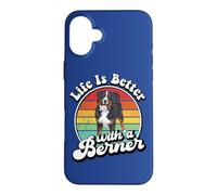 Retro Vintage Girl Life is Better Bernese Mountain Dog Lover Coque pour iPhone 16 Plus