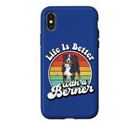 Retro Vintage Girl Life is Better Bernese Mountain Dog Lover Coque pour iPhone X/XS