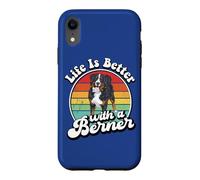 Retro Vintage Girl Life is Better Bernese Mountain Dog Lover Coque pour iPhone XR