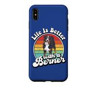 Retro Vintage Girl Life is Better Bernese Mountain Dog Lover Coque pour iPhone XS Max