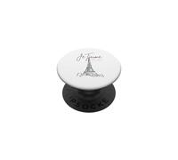 Rétro Vintage Je Taime Mon Amour Tour Eiffel Paris France PopSockets PopGrip Adhésif