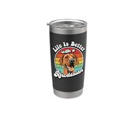Retro Vintage Life Is Better Rhodesian Ridgeback Lover Gobelet isotherme en acier inoxydable double paroi