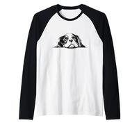Retro Vintage Logo Happy Cavalier King Charles Spaniel Dog Manche Raglan