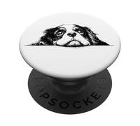 Retro Vintage Logo Happy Cavalier King Charles Spaniel Dog PopSockets PopGrip Adhésif