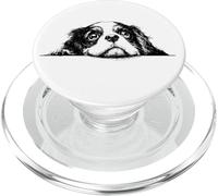 Retro Vintage Logo Happy Cavalier King Charles Spaniel Dog PopSockets PopGrip pour MagSafe