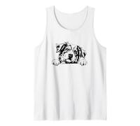 Retro Vintage Logo Happy Face Blue Merle Australian Shepherd Débardeur