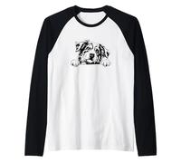 Retro Vintage Logo Happy Face Blue Merle Australian Shepherd Manche Raglan