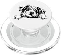 Retro Vintage Logo Happy Face Blue Merle Australian Shepherd PopSockets PopGrip pour MagSafe