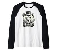Retro Vintage Ours Gentleman Nœud Papillon Manche Raglan