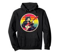 Rétro Vintage Pop Art Chat Joue Guitare Electrique 80s 90s Art Sweat à Capuche