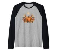 Retro Vintage Pumpkin Spice Tis The Season Equinox Moon Manche Raglan