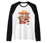 Rétro Vintage Snack Christmas Popcorn Movie Night Manche Raglan
