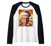 Rétro Vintage Snack Christmas Popcorn Movie Night Manche Raglan