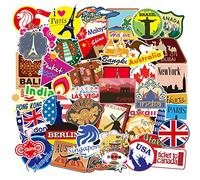 Rétro Vintage Sticker Voyage Autocollant 100 pcs, Vinyle étiquettes pour Valise Ordinateur Portable Casque Moto Voiture Vélo