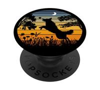 Retro Vintage Sunset Garden Nature Australian Shepherd Dog PopSockets PopGrip Adhésif
