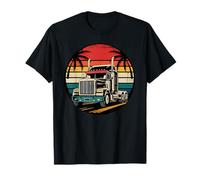 Rétro Vintage Sunset Semi Truck Driver Design Camion Cadeau T-Shirt