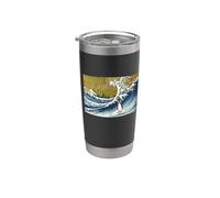 Retro Vintage Surfing A Great Wave Macaroni Penguin Lover Gobelet isotherme en acier inoxydable double paroi