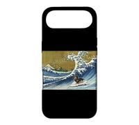 Retro Vintage Surfing Wave Black Long Haired Dachshund Lover Coque pour iPhone Air