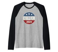 Retro Vintage Vote Button Rep President Nicole Collier 2028 Manche Raglan