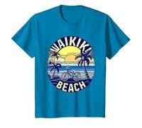 Rétro Vintage Waikiki Beach Ocean Palm Trees Design T-Shirt