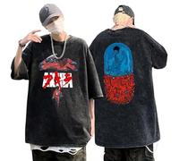 Retro Vintage Wash T Shirt Kaneda Tetsuo Akira Tee Akira Neo Tokyo Capsule T-Shirt Homme à col Rond délavé à l'acide