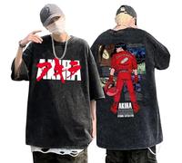 Retro Vintage Wash T Shirt Kaneda Tetsuo Akira Tee Akira Neo Tokyo Capsule T-Shirt Homme à col Rond délavé à l'acide