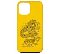 Retro Vintage Zodiac Lunar New Year Black Chinese Dragon Coque pour iPhone 12 Pro Max