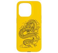 Retro Vintage Zodiac Lunar New Year Black Chinese Dragon Coque pour iPhone 15 Pro