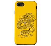 Retro Vintage Zodiac Lunar New Year Black Chinese Dragon Coque pour iPhone SE (2020) / 7/8