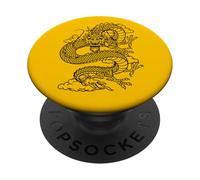 Retro Vintage Zodiac Lunar New Year Black Chinese Dragon PopSockets PopGrip Adhésif