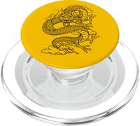 Retro Vintage Zodiac Lunar New Year Black Chinese Dragon PopSockets PopGrip pour MagSafe