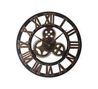 Retro Wall Clock 20 inch Metal Gear Wall Art Clock - 3D Gear Roman Numeral Wall Clock Industrial Style for Home Decorative