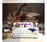 RéTro Wallpaper Papier Peint Panoramique Musique violon Intissé Photo Mural 400x280 cm Moderne Poster Salon Chambre Mur de fond Chambre Enfants Bureau Décor Maison