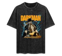 Retro Washed Shirt Men's Unisex Darkman Movie Round Neck Antique Wash T-Shirt Short Sleeve Black 3XL