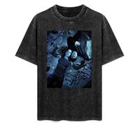 Retro Washed Shirt Men's Unisex Elegy Requiem for A Dream Round Neck Antique Wash T-Shirt Short Sleeve Black L