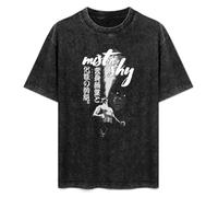 Retro Washed Shirt Men's Unisex Great Muta Mutoh Mist The Sky Round Neck Antique Wash T-Shirt Short Sleeve Black M