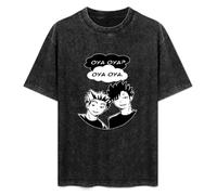 Retro Washed Shirt Men's Unisex Haikyuu Bokuto Kuroo OYA OYA Anime Bokuto Kuroo Nekoma Fukurodani Round Neck Antique Wash T-Shirt Black S