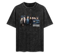 Retro Washed Shirt Men's Unisex Law and Order SVU Cast Round Neck Antique Wash T-Shirt Short Sleeve Black L