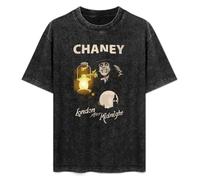 Retro Washed Shirt Men's Unisex London After Midnight Movie Poster 1927 Round Neck Antique Wash T-Shirt Short Sleeve Black XXL
