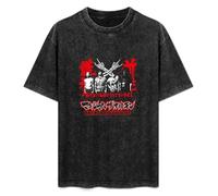 Retro Washed Shirt Men's Unisex Maximum The Hormone Heavy Metal Japanese Band Round Neck Antique Wash T-Shirt Short Sleeve Black L