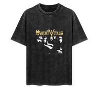 Retro Washed Shirt Men's Unisex Saint Vitus Album Round Neck Antique Wash T-Shirt Short Sleeve Black S