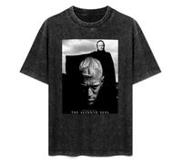 Retro Washed Shirt Men's Unisex The Seventh Seal Ingmar Bergman Seventh Seal Wild Strawberries Persona Round Neck Antique Wash T-Shirt Black M