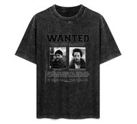 Retro Washed Shirt Men's Unisex Wanted The Wet Bandits Home Alone Christmas Round Neck Antique Wash T-Shirt Short Sleeve Black S