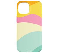 Retro Waves Swirls Pastel Rainbow Wavy Stripes 70s Aesthetic Coque pour iPhone 15
