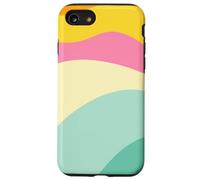 Retro Waves Swirls Pastel Rainbow Wavy Stripes 70s Aesthetic Coque pour iPhone SE (2020) / 7/8