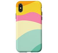 Retro Waves Swirls Pastel Rainbow Wavy Stripes 70s Aesthetic Coque pour iPhone X/XS