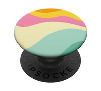 Retro Waves Swirls Pastel Rainbow Wavy Stripes 70s Aesthetic PopSockets PopGrip Adhésif