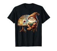 Retro Wine Teacher Gnome Graphic For Bookworm And Librarian T-Shirt